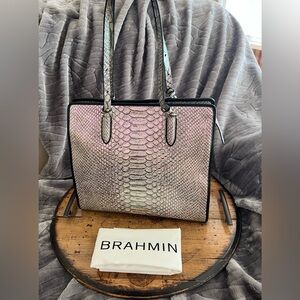 Brahmin Tia Mulberry Potion Cimorene tote bag in silver/grey with black trim NWT